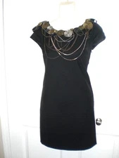 Catherine Malandrino Wool Shift Dress with Zipper Teeth Embellishment ~2