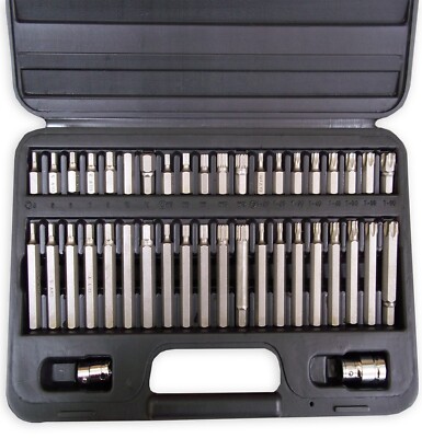 Bit Socket Set 42pc Torx Star Spline Hex Long Short 3/8 1/2in Drive CrV Case