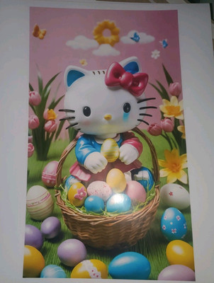 Hello Kitty Easter Glossy Vinyl Sticker 8.5'' By 11'' Kids, Youth Or Adults