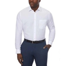 NEW Calvin Klein Men's M White Active Performance Stretch Regular Dress Shirt