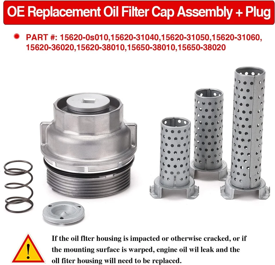 Engine Oil Filter Cap Assembly Kit for Toyota Land Cruiser RAV4 Tundra Foto 4 de 4