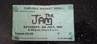 The Jam Concert Ticket Carlisle Market Hall July 1981