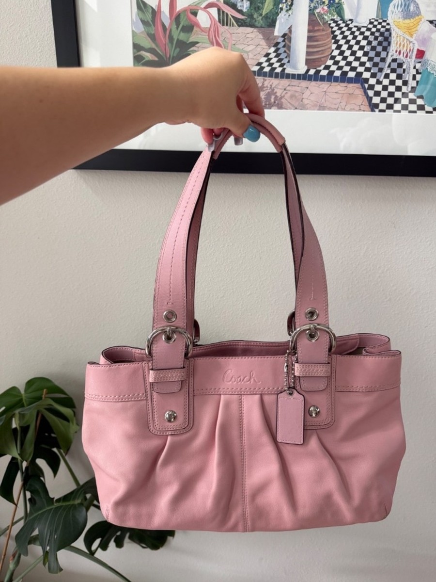 🌸 Y2K Vintage Coach Soho Pleated East West Sakura Pink Leather