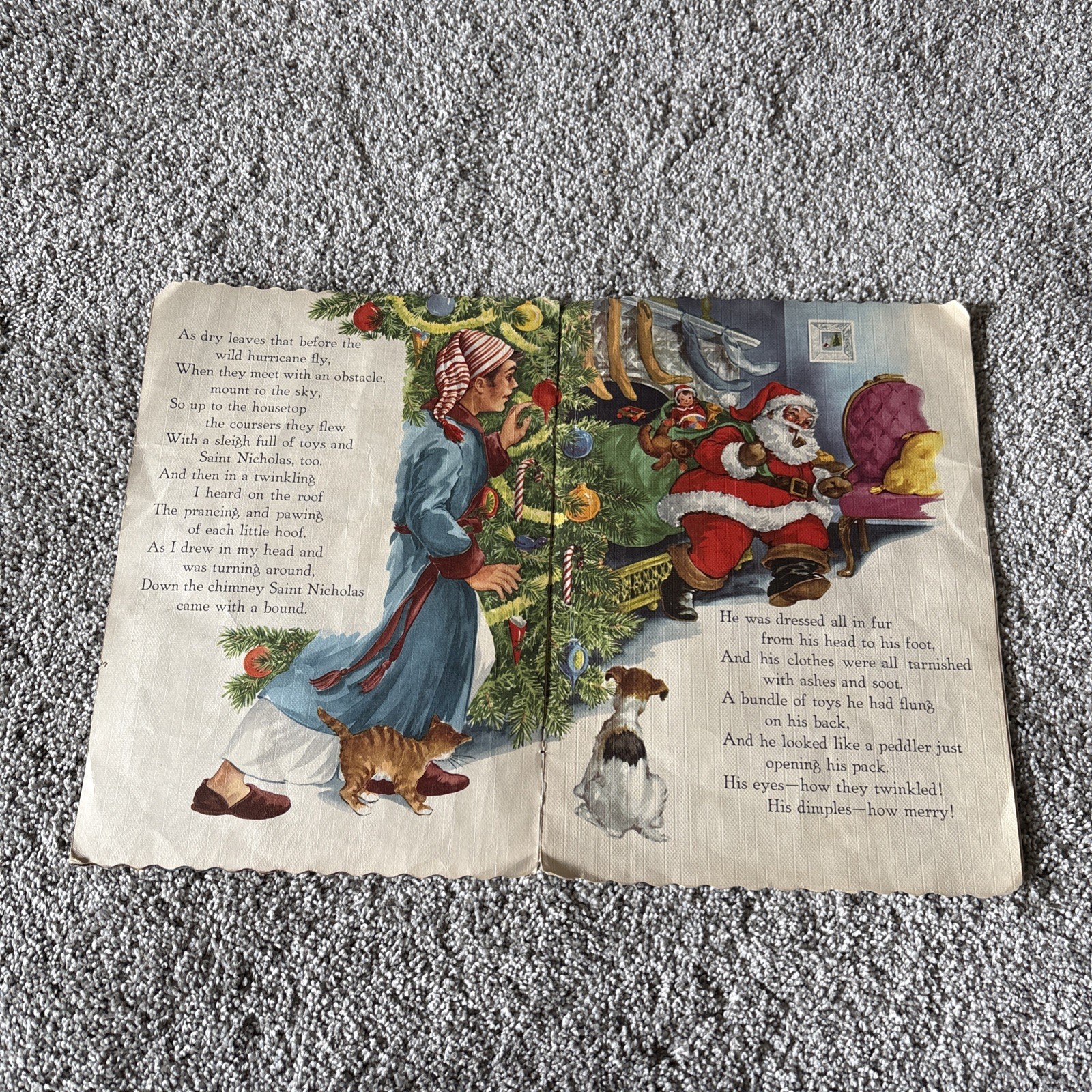 Night Before Christmas 1956 Large Book by Whitman Publishing with Flocking
