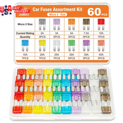 #ad 60Pcs Micro Assorement Fuses Kit Micro2 Fuse Kit Micro 2 Automotive Replacemen $11.71