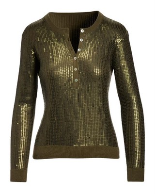 Boston Proper NWOT Henley Sequin Long Sleeve Sweater Size XS Sold Out!