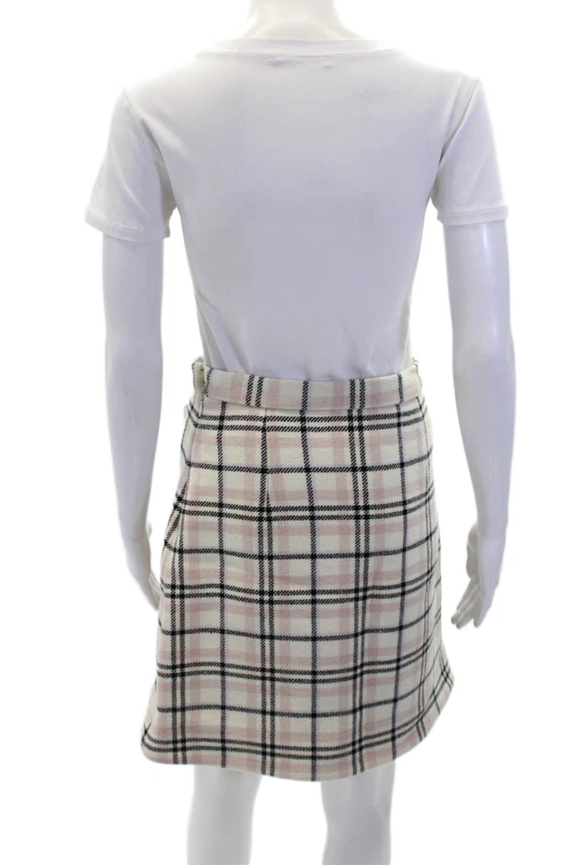 Falda tallada para mujer de lana forrada a cuadros línea A rosa talla múltiple 36 Foto 3 de 4