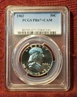 1962 Proof Franklin Half Dollar, PCGS Graded PR67+CAM, PF 67 Cameo, Free Ship