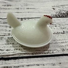 VINTAGE White MILK Glass Chicken Covered Dish Box Collectible