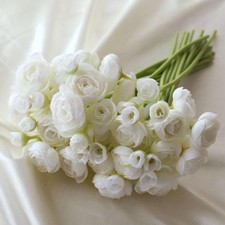 18pcs Indoor Artificial Silk Ranunculus Flowers Bouquet for Vase, Lifelike Fl...