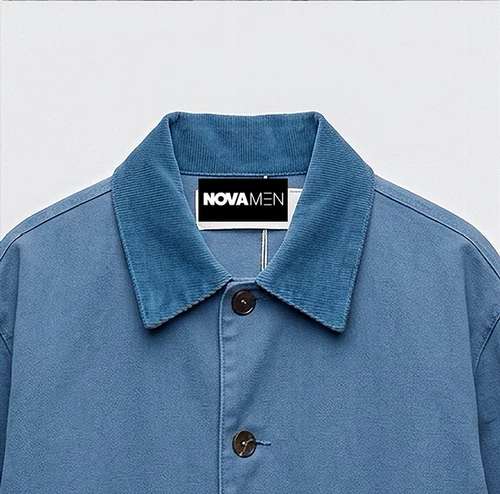 Men's-Jacket-NovaMEN-Chore-100% Cotton-Twill-Cord Collar-Button Front-Sz Large image 5