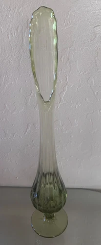 Fenton Vintage Glass Stretch Swung Thumbprint Colonial Footed Vase 16.5”