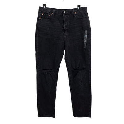 NWT Lucky Brand Drew High Rise Mom Jean Black Distressed Destroyed Size 16