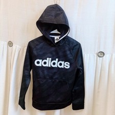 Adidas Hoodie Jacket US Boy  s Size 10-12 Camouflage Black Fleece Lined Pullover
