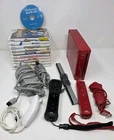Nintendo Wii Red Console Bundle w/ 11 Games, Motion Controllers & Sensor RVL-001