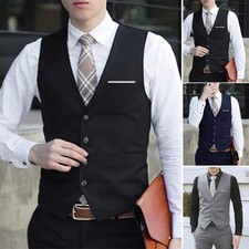 Handsome Men Formal Business Dress Vest Suit Slim Tuxedo Waistcoat Jacket 2018.