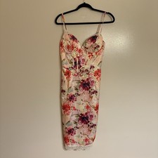 Fashion Nova Women S Pink Combo Floral Corset Gianna Satin Midi Dress NWT