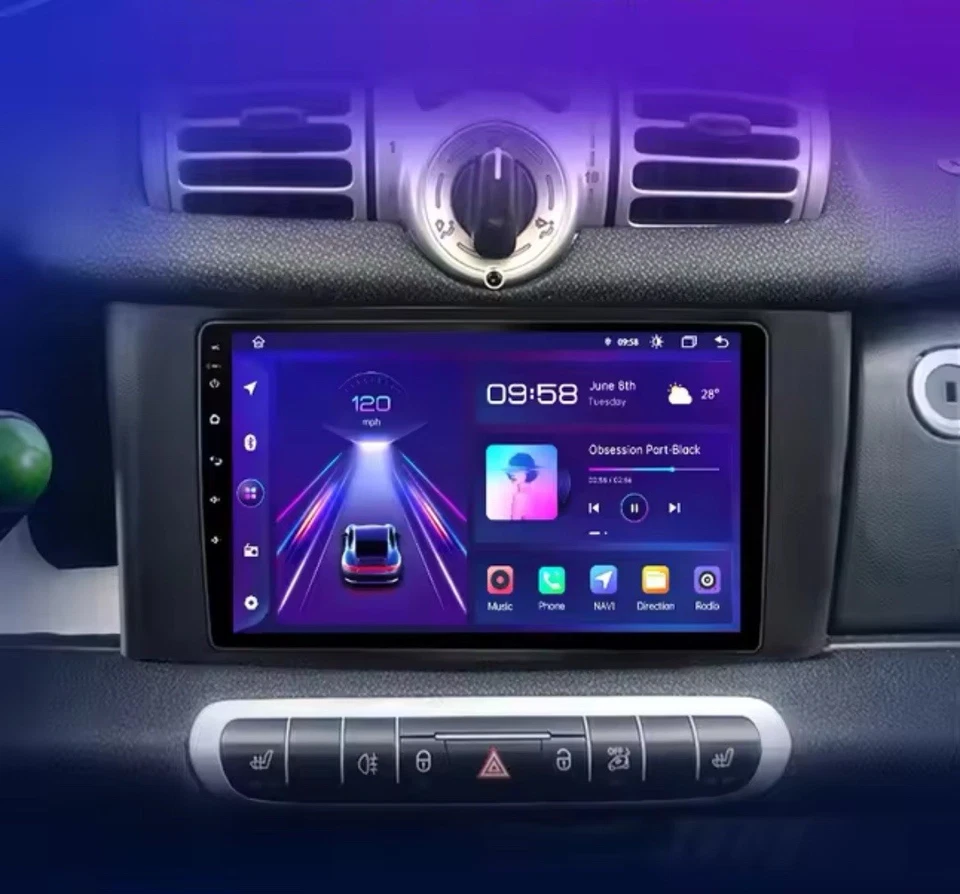 Autoradio 2din Android Smart Fortwo 451 2005-2015 1+32GB Wireless Carplay - Immagine 2 di 3