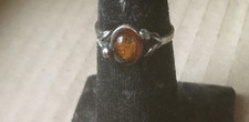 Sterling silver Honey amber ring women US size 6.5