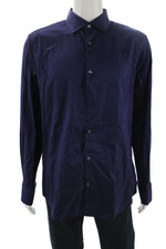 Banana Republic Mens Point Dress Shirt Dark Blue Cotton Long Sleeve Size 16.5