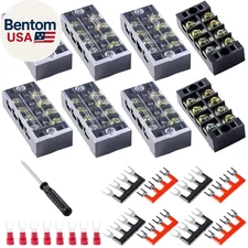 Terminal Block (8 Sets) 8Pcs 4 Positions Dual Row 600V 25A Screw Terminal Strip