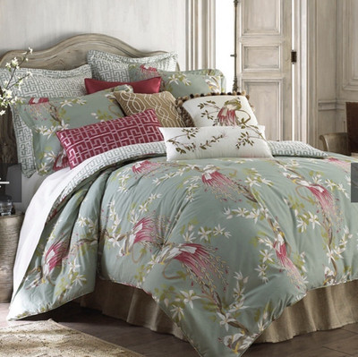 Nina Home King Pillow Shams (2) Paradiso Bird of Paradise Blue Coastal Cottage