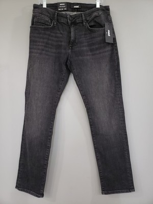 NEW Mavi Jeans Mens 34x32 Black Marcus Slim Fit Straight Leg Dark Faded Denim