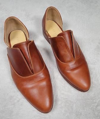 NISOLO Shoes Womens 6 Brown Emma d'Orsay Leather Slip on Almond Toe Dress Loafer
