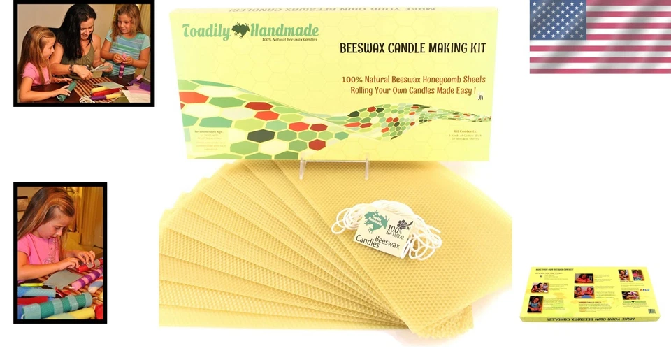 DIY Beeswax Candle Kit - 100% Beeswax Sheets & Cotton Wick - Image 2 of 4