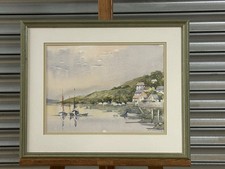 Original Watercolour by Harland Hinchcliffe - Coastal / Estuary Scene, Cornwall