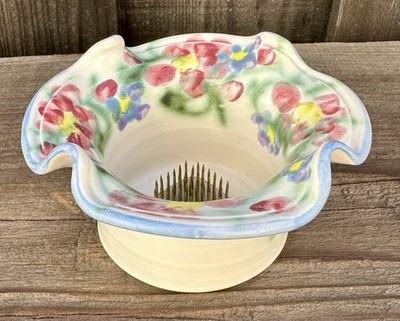 Clouds Folsom Vase Floral Flower Frog Ceramic California Art Pottery Signed 2008
