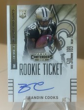 2014 Panini Contenders - Brandin Cooks Rookie Ticket On-card Auto RC AU Saints. rookie card picture