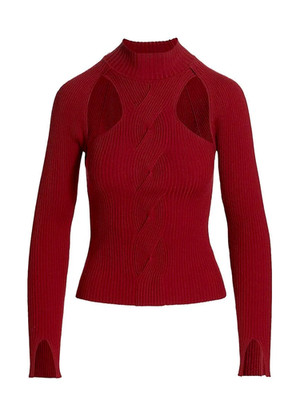 Jonathan Simkhai Keegan Rippstrickpullover mit Cutout / Rot