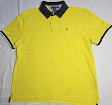 Mens Tommy Hilfiger Performance Pique Short Sleeve Yellow Polo Shirt XL