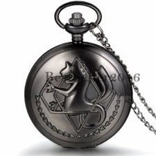 Quartz Pocket Watch Retro Sea Horse Case Roman Numerals Dial Pendant Chain Watch