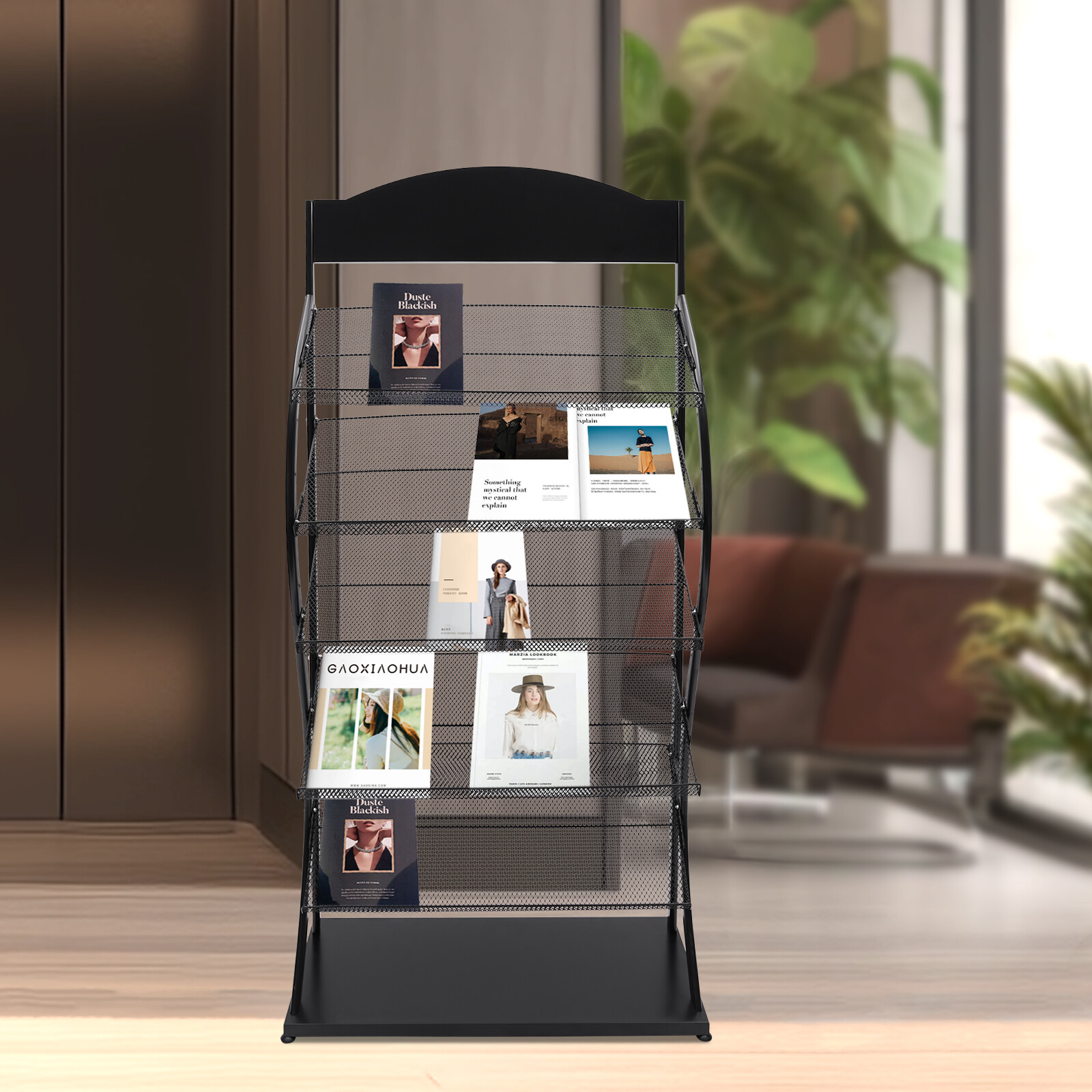 5-Layer Standing Magazine Rack Business Office Comic Display Organizer Stand