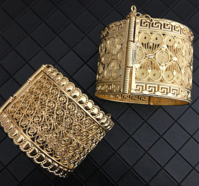 Traditional Wedding Bangle Gold Cuff Bracelet Bridal Arabic Moroccan Gypsy Women