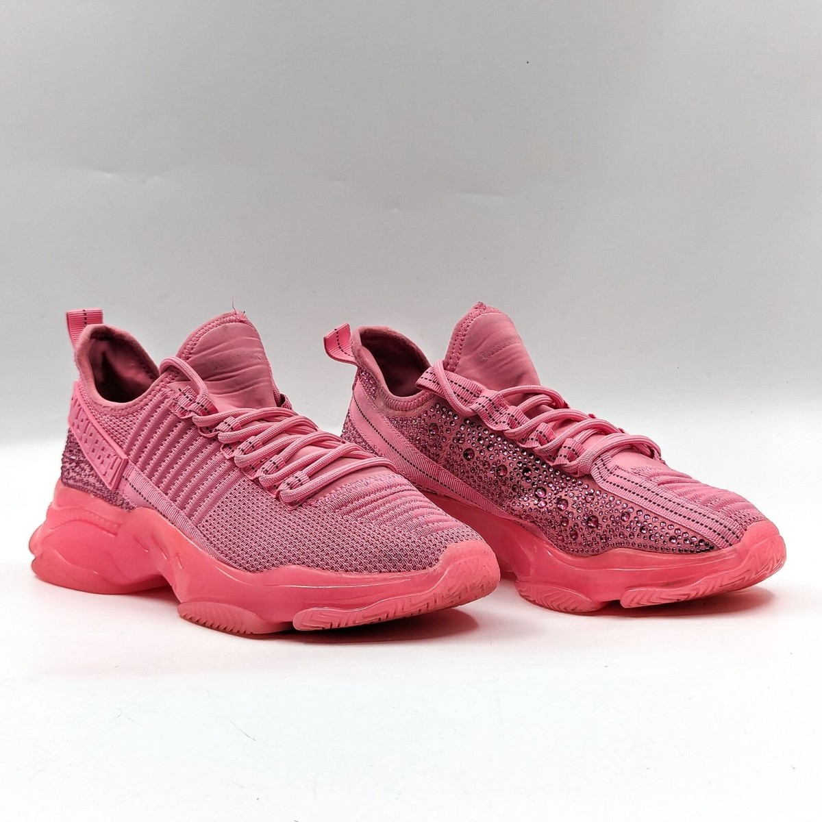 Steve Madden Women Max Pink Mesh Rhinestone Fashion Sneakers size 10