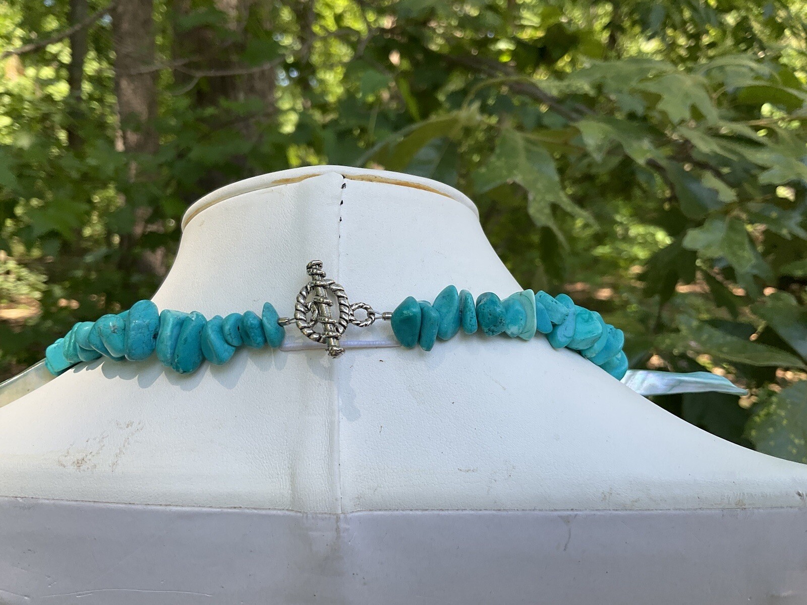 Southwestern Statement Shell Turquoise Necklace T… - image 3