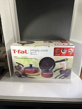 T-Fal 12pc Nonstick Aluminum Cookware Set Red