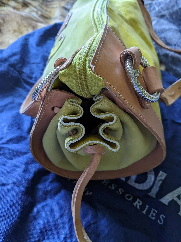Bolso de Mano Arcadia de Lona Cuero y Gamuza Amarillo Hecho en Italia Foto 4 de 4