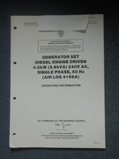 British Army Airlog 4.5kw Generator Operating Information. Generator set diesel