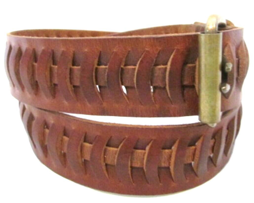 Old Navy Size Medium 2 Prong Brown Cut-Out Belt