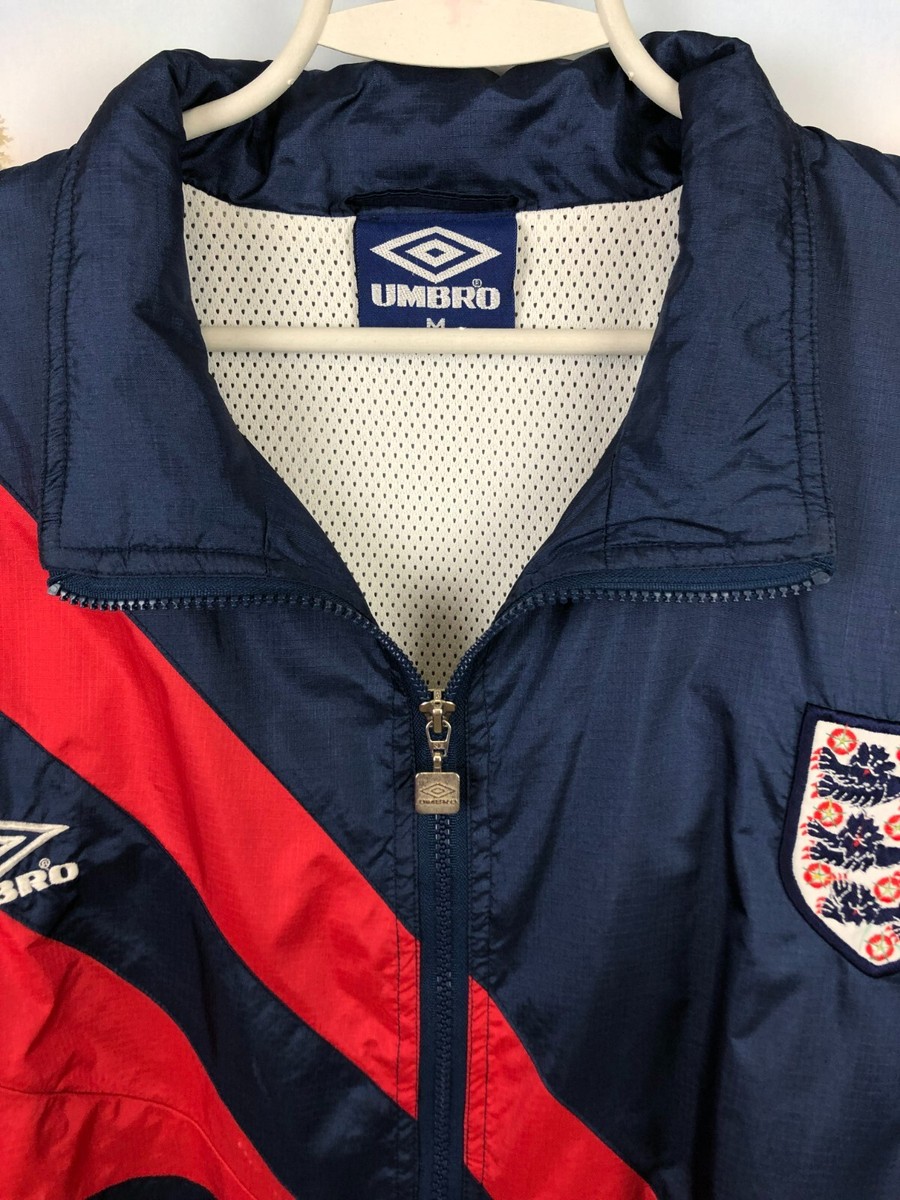 ウェア ENGLAND 90s WINDBREAKER ENGLAND 1990 1992 FOOTBALL SOCCER SCHELL TRACK JACKET UMBRO sz XL
