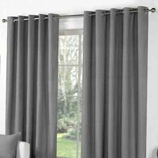 Fusion Sorbonne Eyelet Headed Curtain Lined Charcoal 90X90" SS11 119