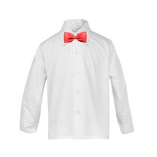 Teens Baby Boy Toddler Formal White Button Dress Shirt RED or BLACK Bow tie