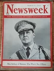 Mar 9, 1942 NEWSWEEK magazine - WWII - MacArthur cover - Military World War2 USA