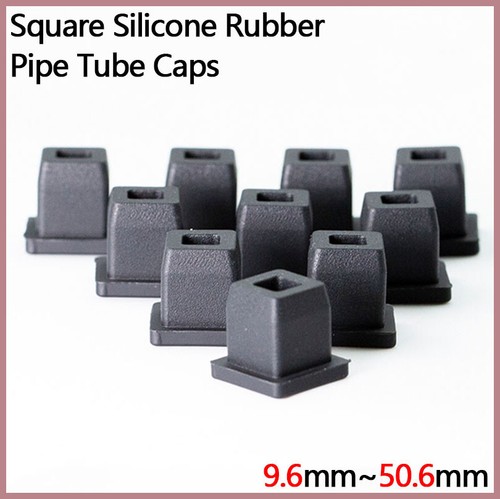 Black Pipe Tube Plug Silicone Rubber Blanking End Caps Plugs Square 9.6mm~50.6mm - Picture 1 of 12