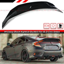 FOR 16-2021 HONDA CIVIC SEDAN V4 GLOSSY BLK HIGHKICK DUCKBILL TRUNK SPOILER WING