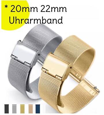Uhrarmband Metall Armband Edelstahl   20mm 22mm Milanese Mesh Smartwatch